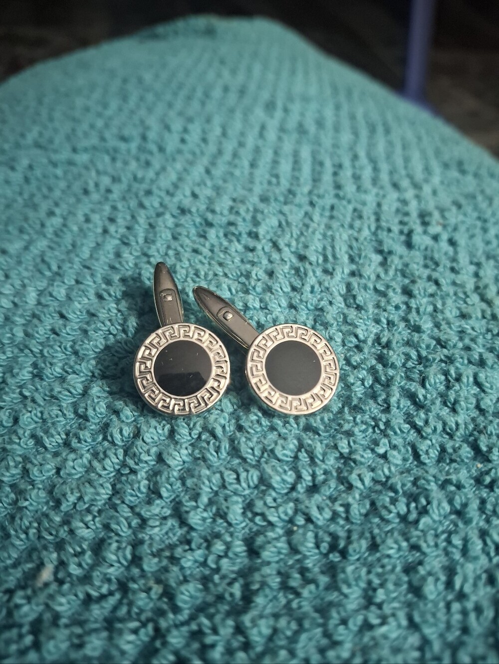 Classic Black and Silver Round Cufflinks - Men's Accessory
